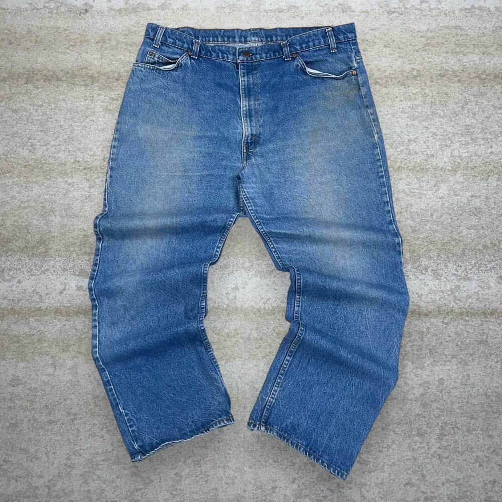 Vintage 80s Orange Tab Levis Jeans 40x30 Straight Fit Medium Wash - Picture 2 of 4